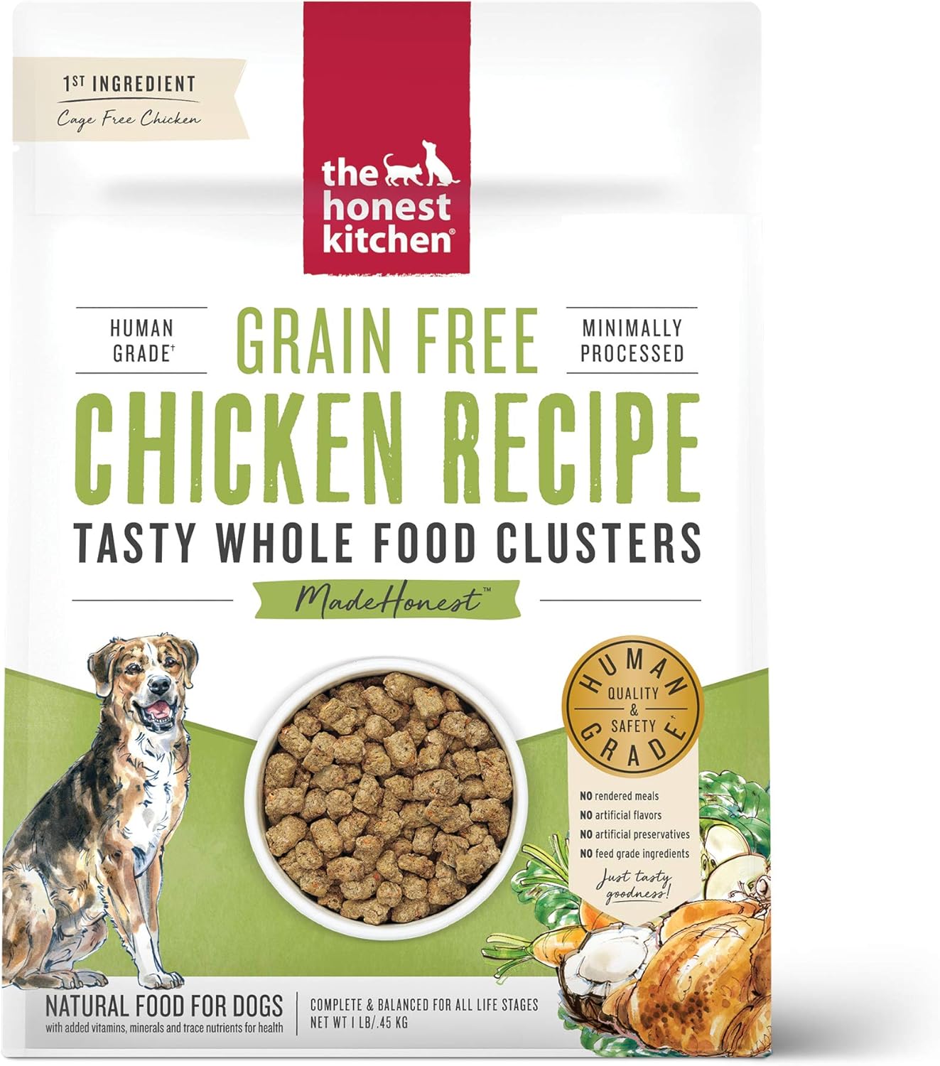 The Honest Kitchen Whole Food Clusters Grain Free Chicken Dry Dog Food, 5 Lb Bag