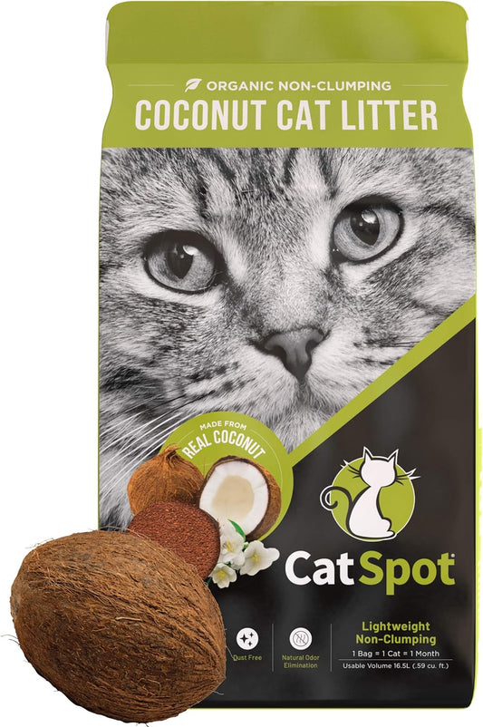 Litter, Non-Clumping Formula: Coconut Cat Litter, Biodegradable, All-Natural, Lightweight & Dust-Free