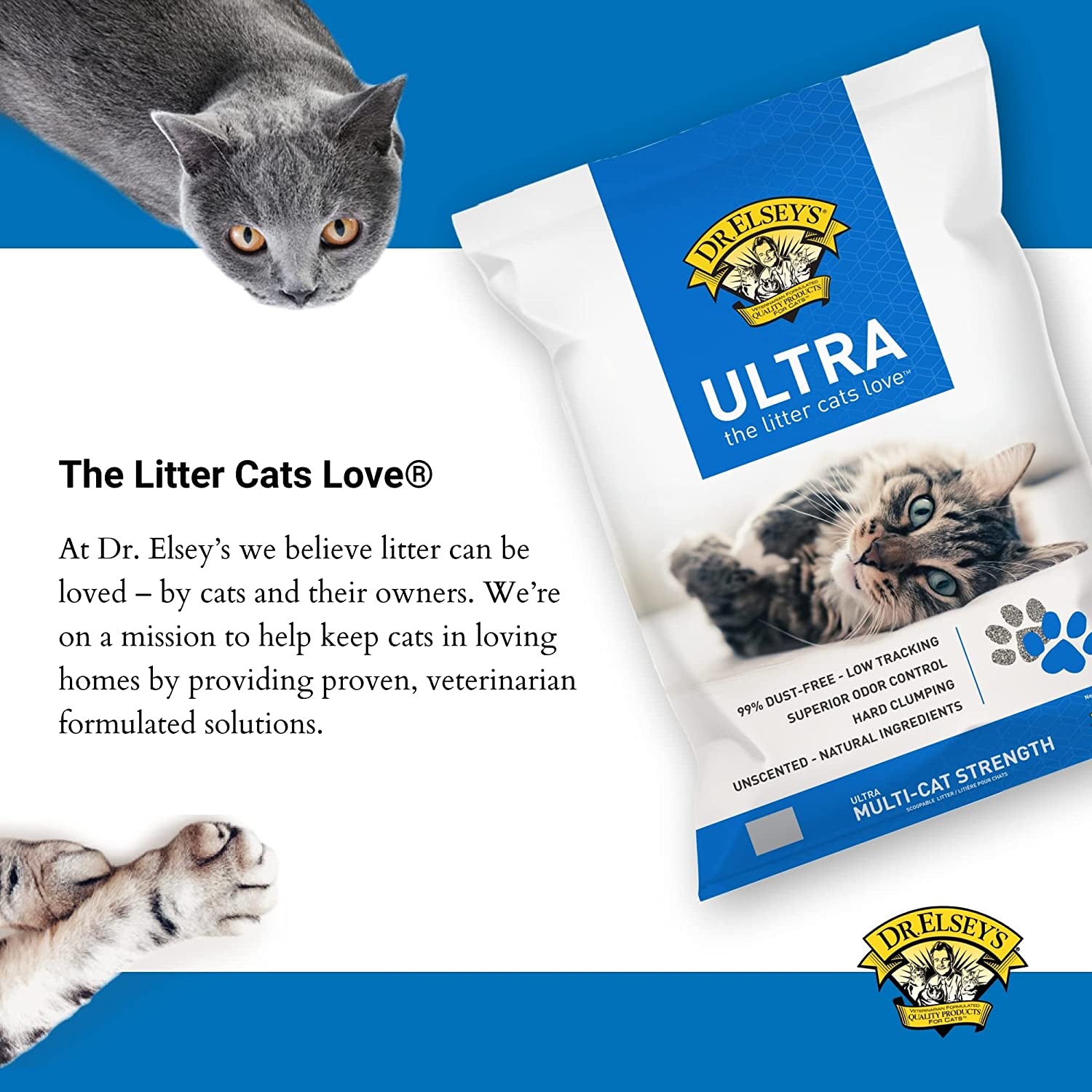 Dr. Elsey'S Ultra Unscented Clumping Clay Cat Litter 18 Lb Bag
