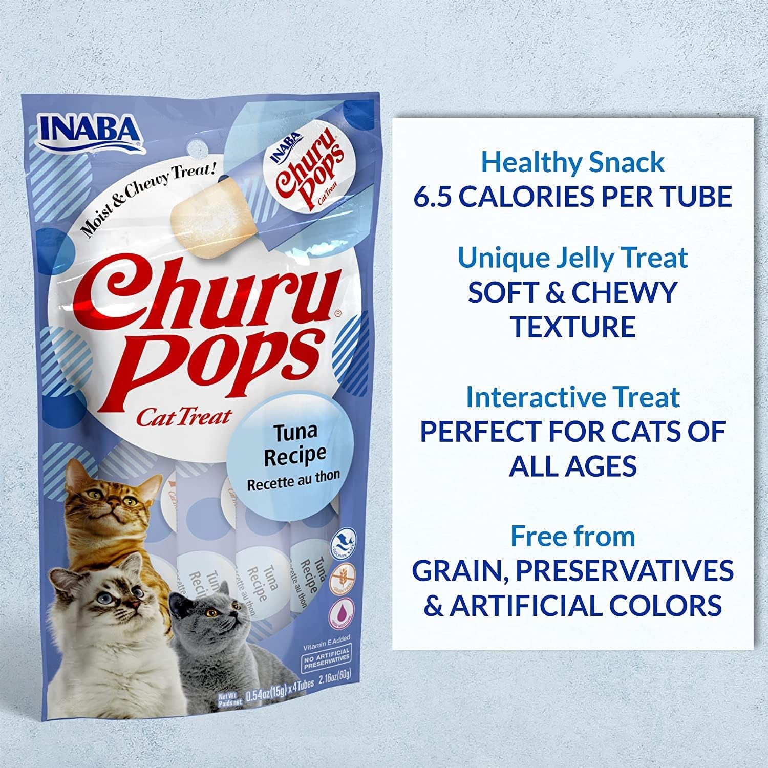 INABA Churu Pops Moist Jelly Treats for Cats (Chicken Recipe, 12 Tubes)
