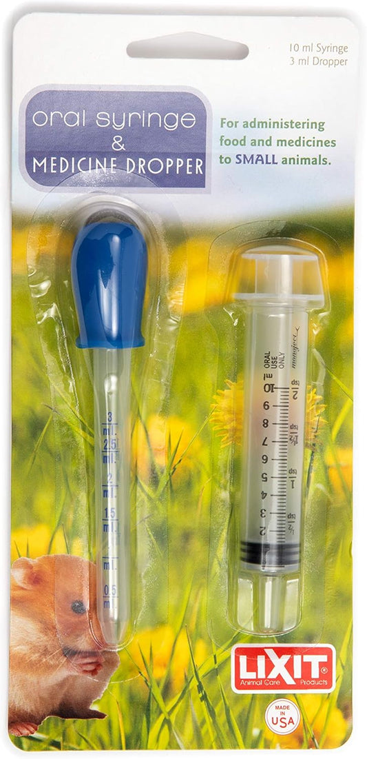 Lixit Nursing and Hand Feeding Syringe and Bottle Kits for Cats, Rabbits, Puppies and Other Pets. (Syringe + Dropper)