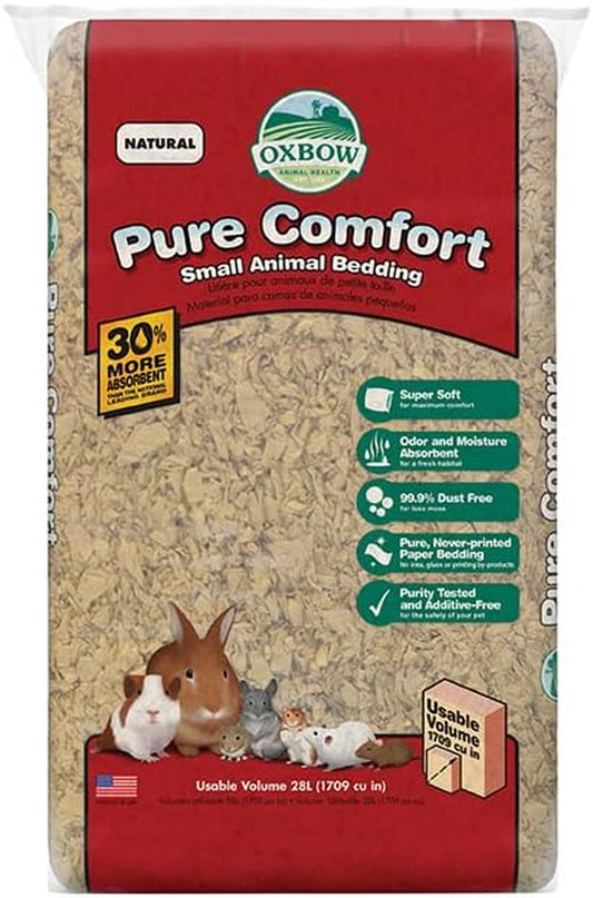 Animal Health Pure Comfort Bedding, Rabbit, Hamster, & Guinea Pig Bedding, Bunny Supplies for Litter Box, Pet Safe, 99.9% Dust Free, Natural, 28 Liter Bag